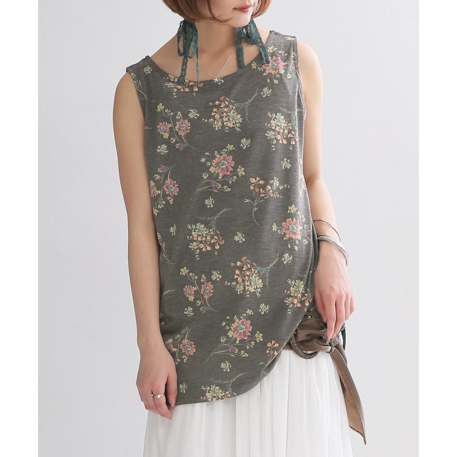 ロング タンクトップ レディース 春夏 トップス インナー 花柄 ボーダー柄 花柄 ボーダー柄リバーシブルタンクトップ メール便可 5 オシャレウォーカー 通販 Paypayモール