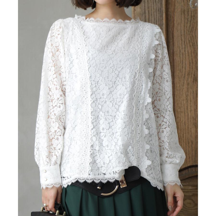 ブラウス レディース トップス クラシカル きれいめ 長袖 花柄 レース シースルー 立ち襟 クラシカル総レースブラウス メール便不可 オシャレウォーカー 通販 Paypayモール