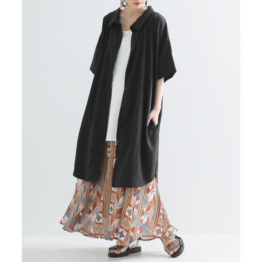 レディース 春夏 ワンピースミモレ丈 シンプルシャツワンピシリーズ 半袖 羽織り シンプル膝丈シャツワンピース メール便不可 オシャレウォーカー 通販 Paypayモール