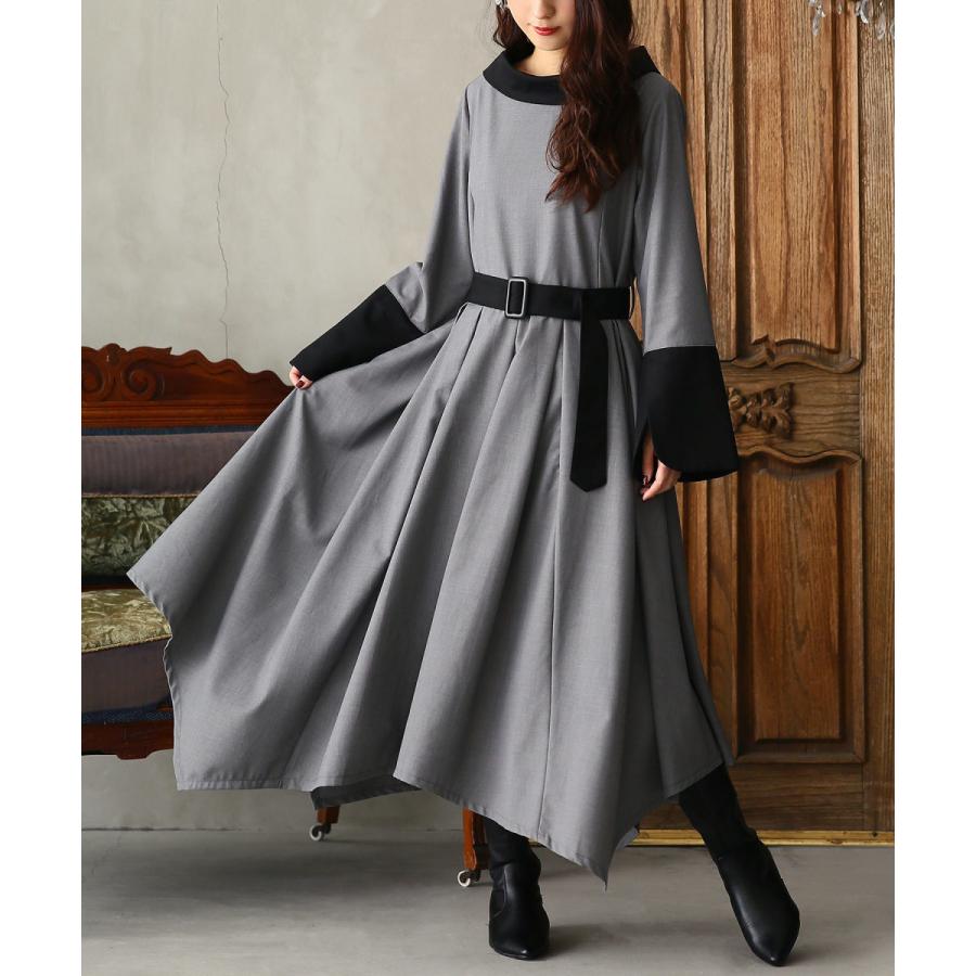 ワンピース ロング 長袖 パーティー フォーマル ドレス フレア バイカラーイレヘムフレアワンピース メール便不可 オシャレウォーカー 通販 Paypayモール