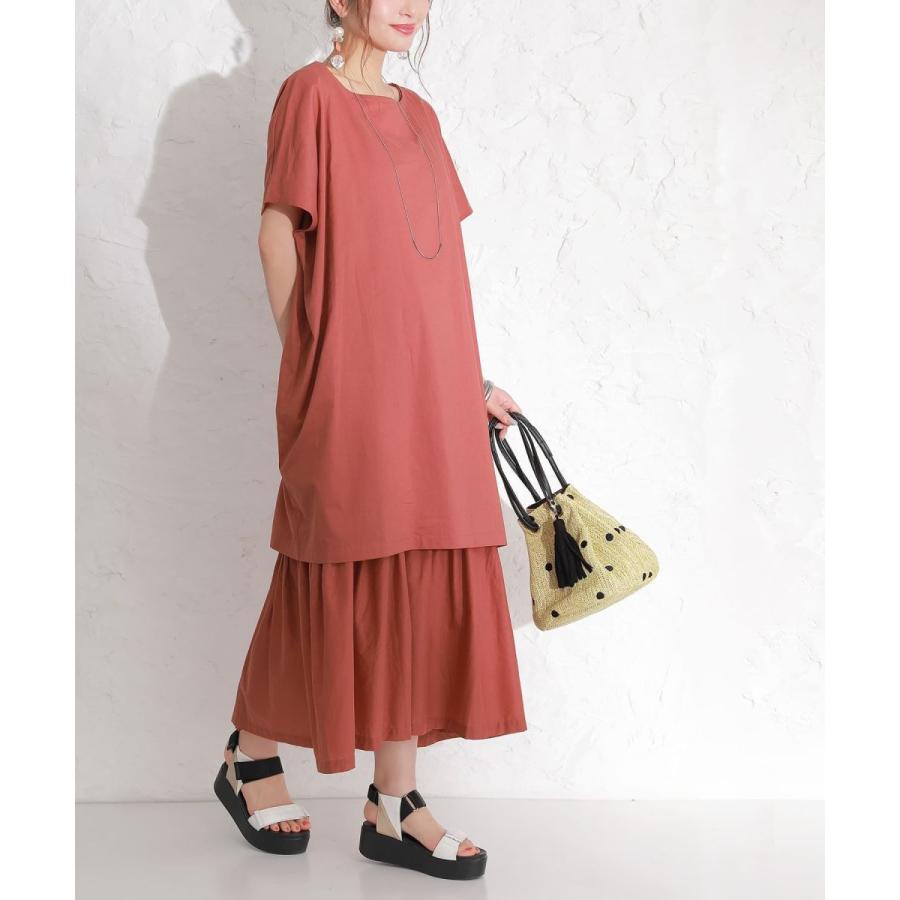 レディース 春夏 半袖 五分袖 インナーワンピース 綿 チュニック ペチワンピース2点set 返品交換不可 メール便不可 オシャレウォーカー 通販 Paypayモール