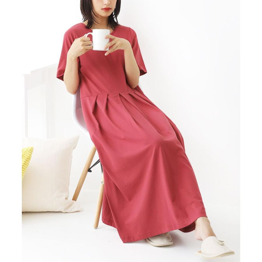 が大特価 ロング ワンピース レディース 半袖 Aライン ブラトップシリーズ タック切替ブラトップワンピース 衛生上の為 返品 交換不可 メール便不可