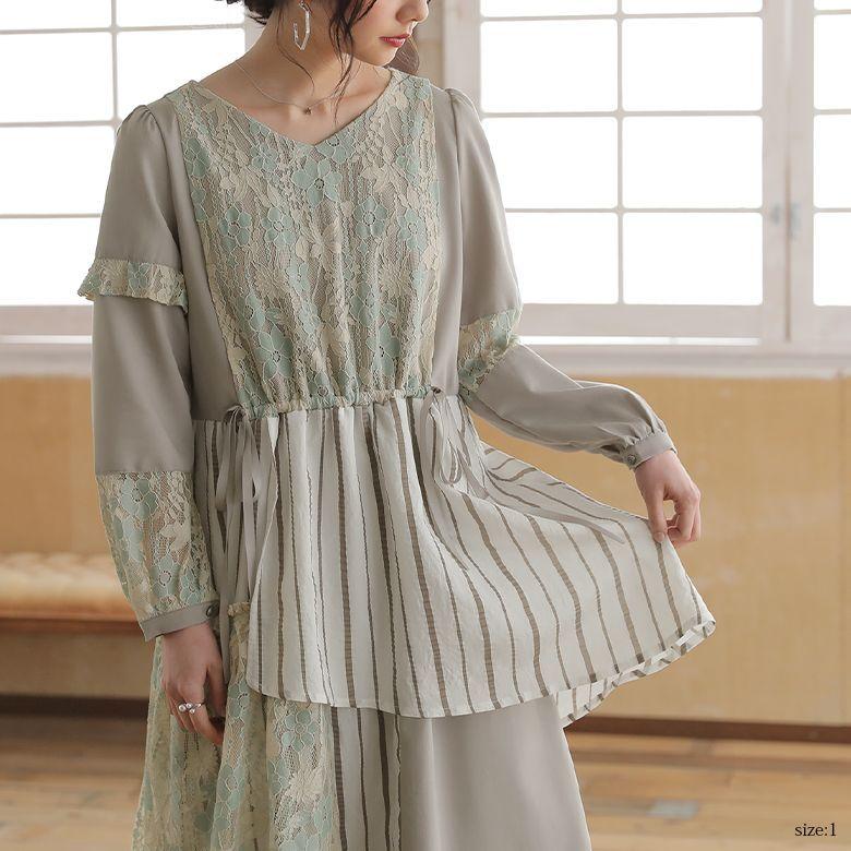 somari imagination ロング ワンピース レディース Vネック 長袖