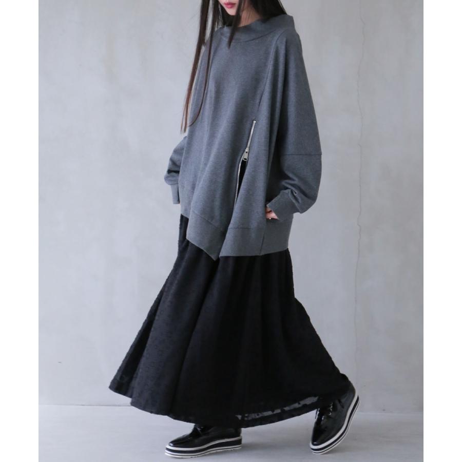 ロングワンピース レディース アシンメトリー 配色 切替 ファスナー チェック柄 ドット柄 カットジャカード異素材ワンピース メール便不可 オシャレウォーカー 通販 Paypayモール