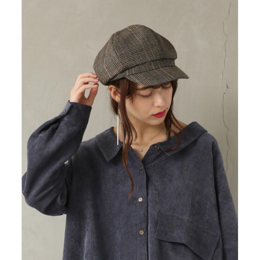 キャスケット 帽子 レディース キャップ つば広 グレンチェック コーデュロイ ボリューム感 調節可能 防臭 防菌 ボリュームキャスケット メール便不可 オシャレウォーカー 通販 Paypayモール