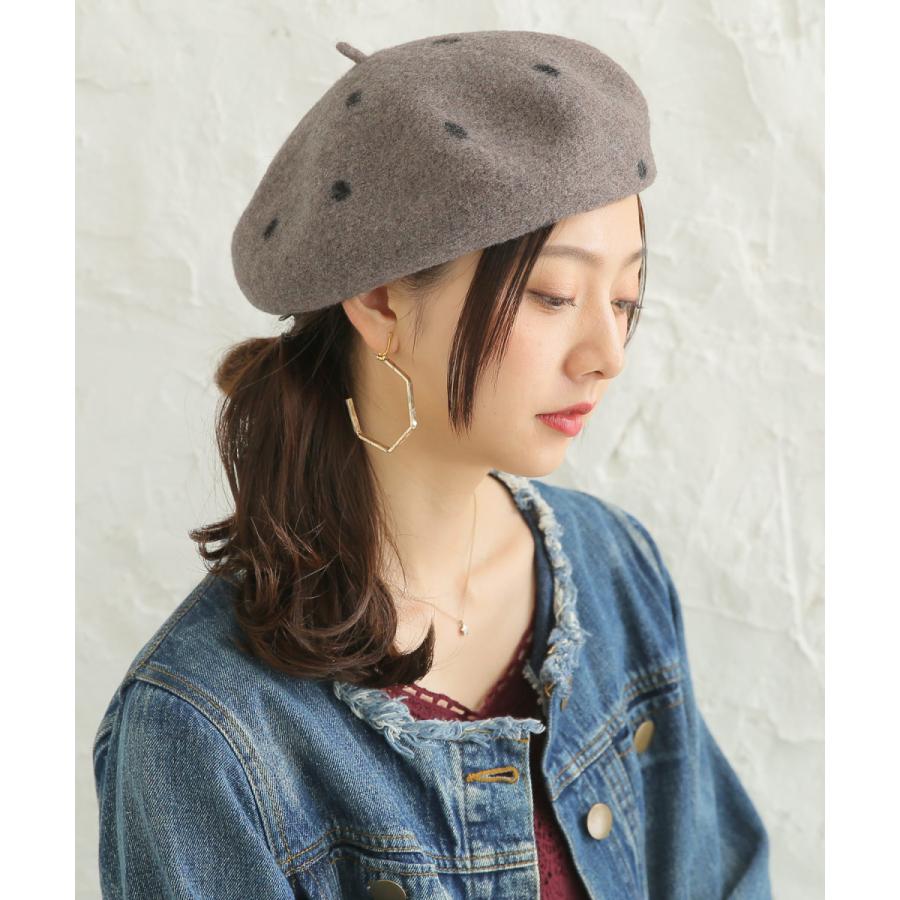 ベレー帽 レディース 秋冬 帽子 ハンチング ウール ドット柄 柔らか ふわふわ 配色 バイカラー チョボ付き 調節可能 ドット柄ウールベレー帽 メール便不可 オシャレウォーカー 通販 Paypayモール