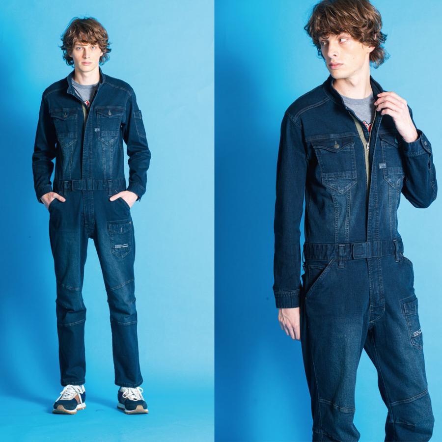 アイズフロンティア 7264 ストレッチデニム長袖つなぎ服 3D