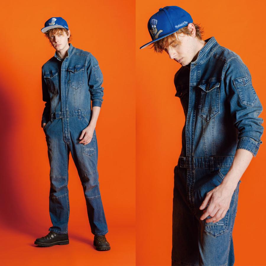 アイズフロンティア　つなぎ アイズフロンティア 7264 ストレッチデニム長袖つなぎ服 3D