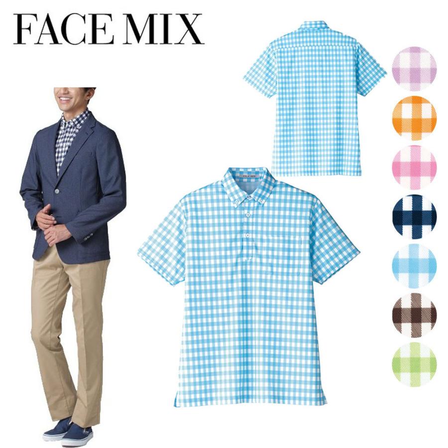 FACEMIX チェックプリント ポロシャツ SS〜4L シャツ 半袖 チェック