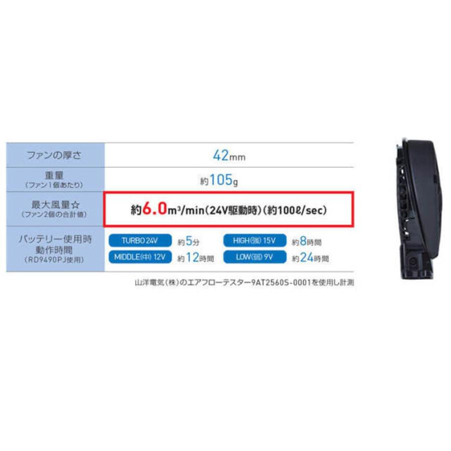 空調風神服 24V ファンセット ななめタイプ 難燃 特許取得 ファン