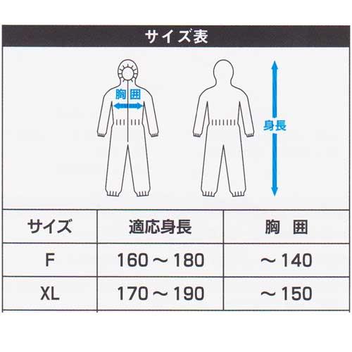 プロテクトスーツ 防護服 防護つなぎ フード付き F/XL 在庫処分品｜oshigotoichiba｜02