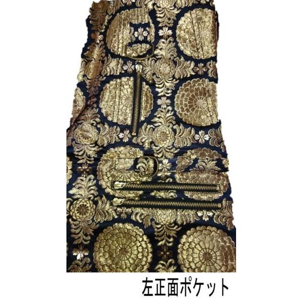 寅壱 西陣織り 細身超超ロング八分 ブラック×ゴールド 85cmサイズ : お