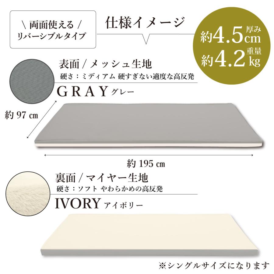 オーシン（OSHIN） 硬さが選べる 2層構造 マットレス 高反発 グレー