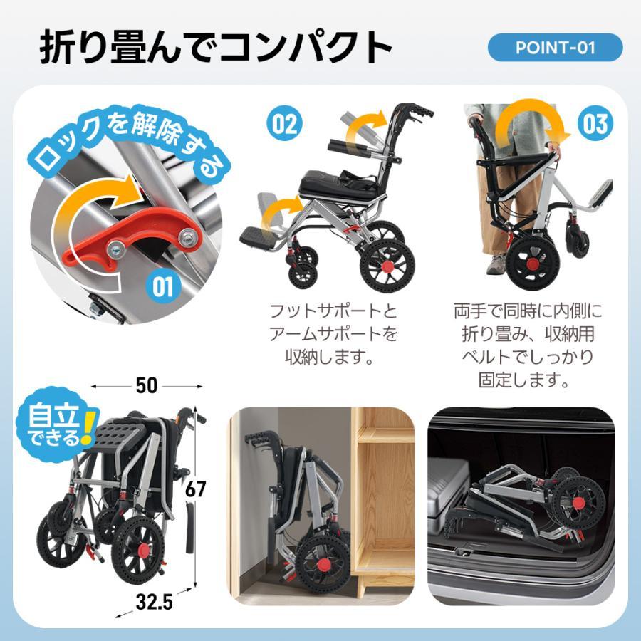 車椅子 アルミ製 超軽量 機内持込 キャリーハンドル 自立可能 介助ブレーキ付 車椅子 アルミ製 超軽量 機内持込 キャリーハンドル 自立可能