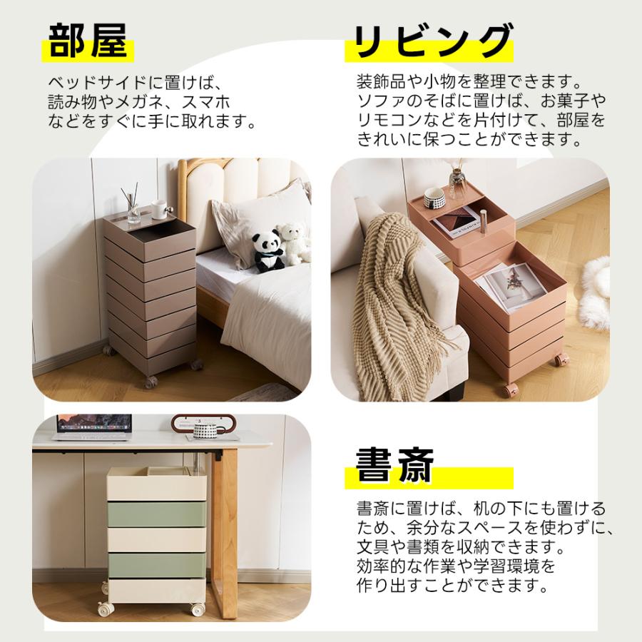 ワゴン キャスター付き 5段 7段 トレイ おしゃれ 回転 回転式