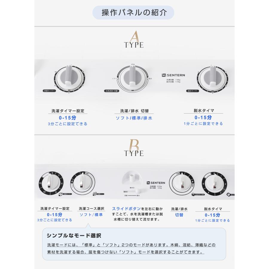 洗濯機 二槽式 大容量 家庭用 洗濯容量10kg 脱水容量6kg 2槽式 キレイ