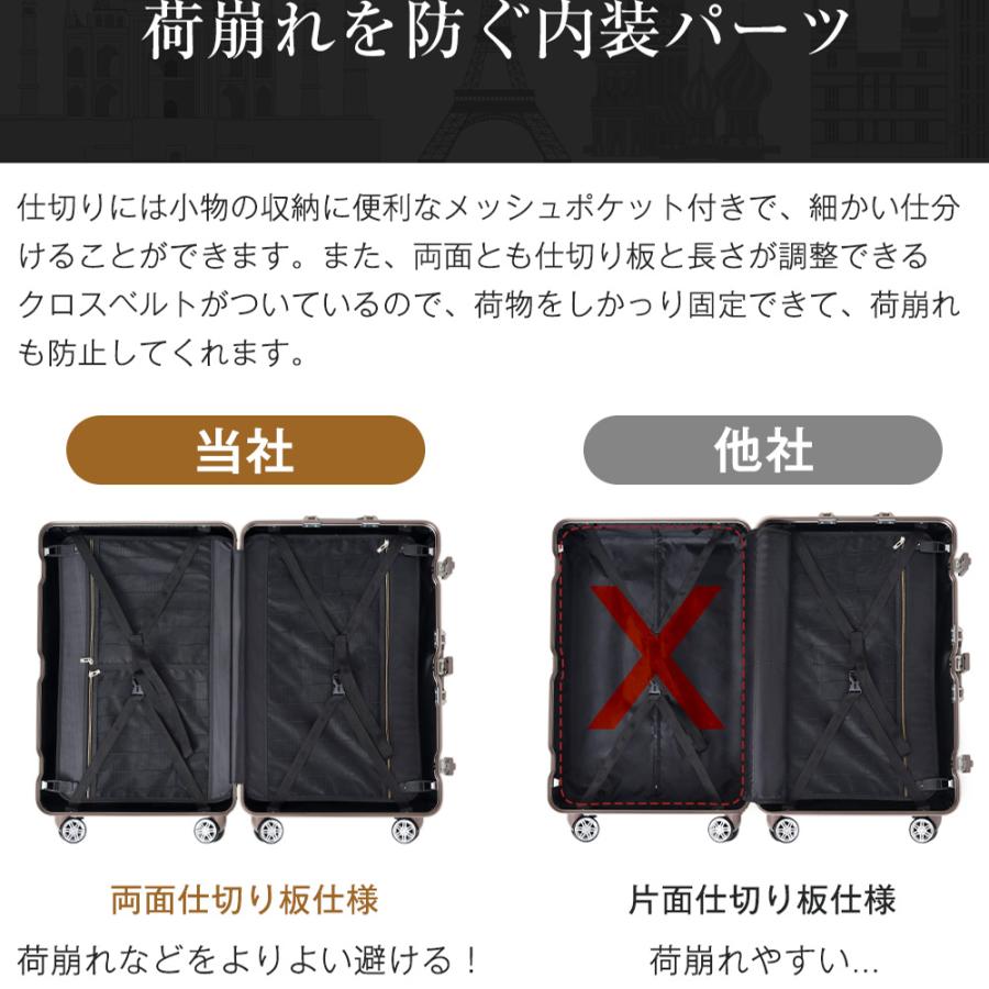 【全品5%OFFクーポン配布中】スーツケース Mサイズ ストッパー付き USBポート カップホルダー キャリーケース キャリーバッグ アルミフレーム 3日~7日 大_15
