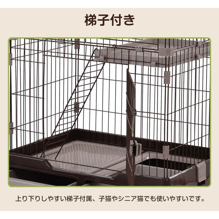 キャットケージ 2段 猫トイレ付 キャスター付 ハンモック付 猫ゲージ