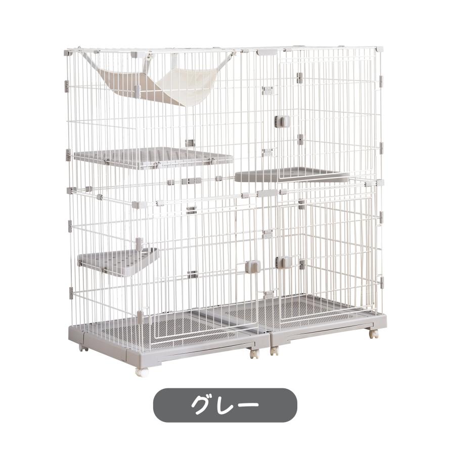 猫 ケージ キャットケージ 2段 幅広設計 引き出しトレー 自由