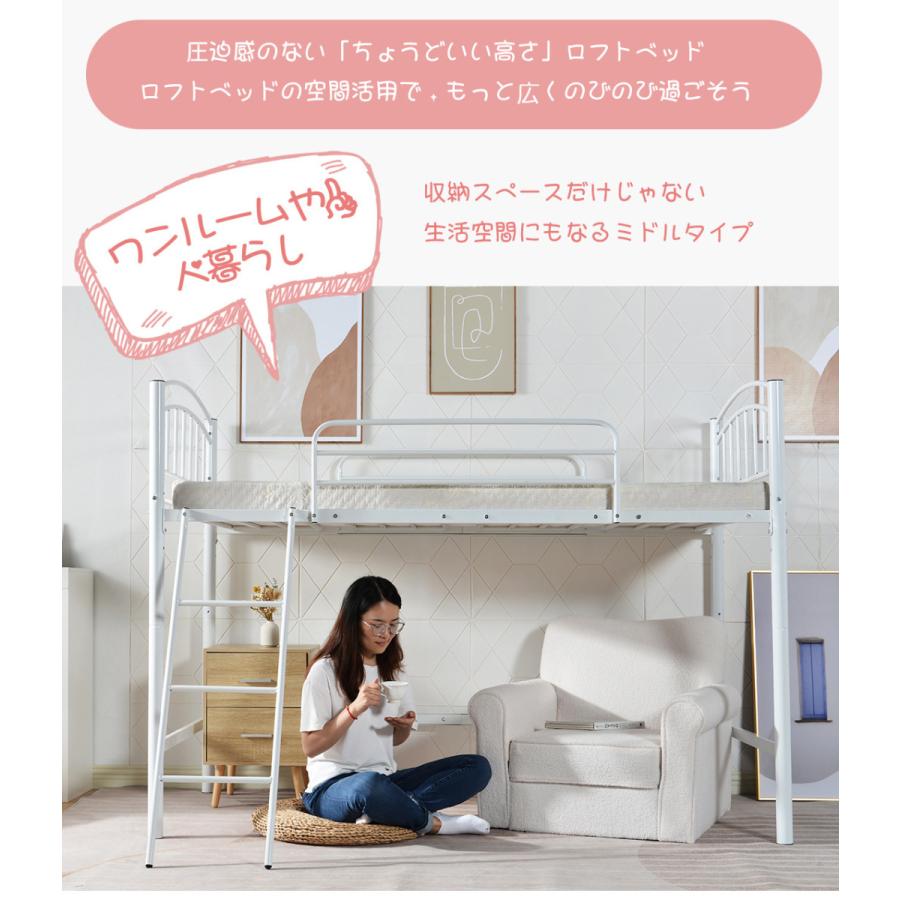 全ストア5%OFFクーポン利用】ロフトベッド シングル ロータイプ パイプ