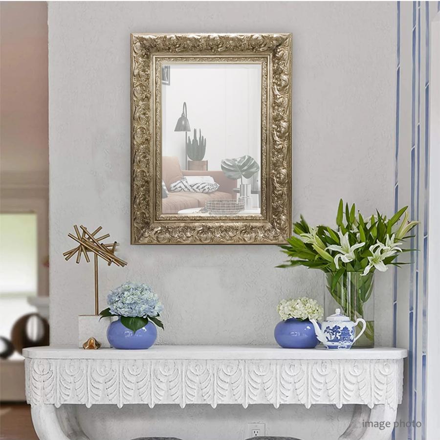 ウォールミラー 壁掛け鏡 アンティーク調 デザインミラー 47×62 長方形