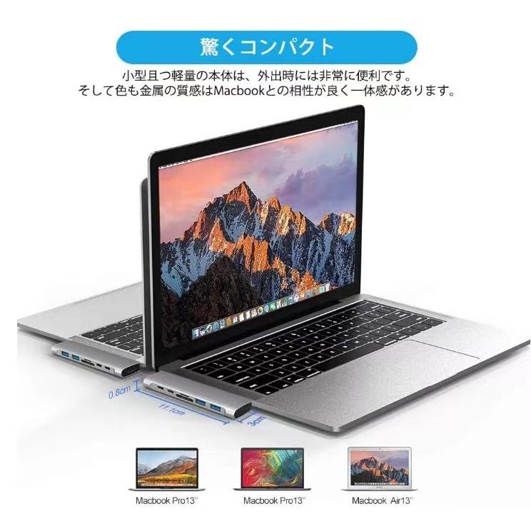 USB TypeC ハブ MacBook Air ハブ macbook ハブ mac ハブ 7in1Air専用 4K HDMI映像出力 PD急速充電 USB-Cデータ伝送 USB3.0*2 TF SDスロット｜oskarschindlershop｜14