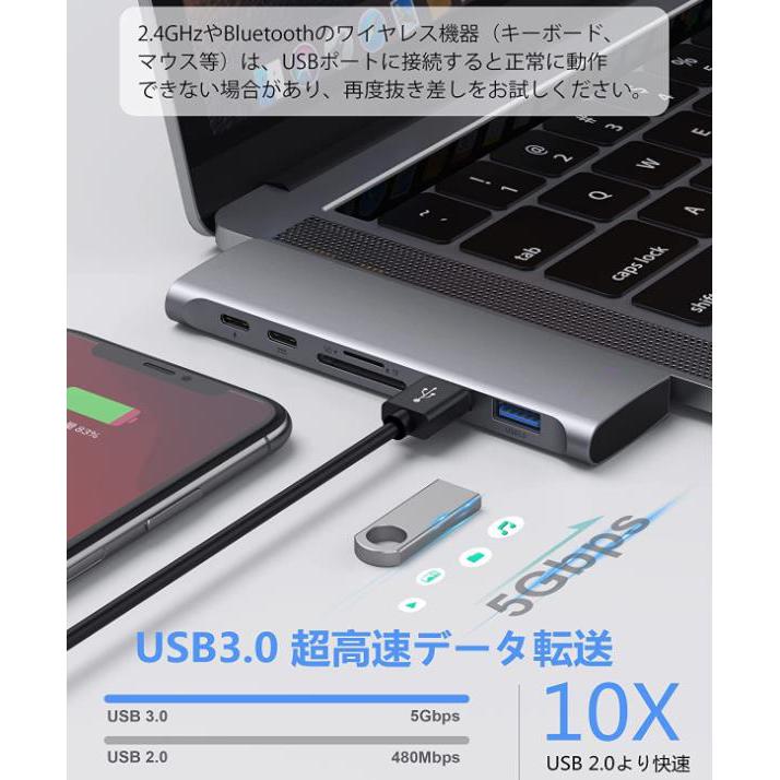 USB TypeC ハブ MacBook Air ハブ macbook ハブ mac ハブ 7in1Air専用 4K HDMI映像出力 PD急速充電 USB-Cデータ伝送 USB3.0*2 TF SDスロット｜oskarschindlershop｜06