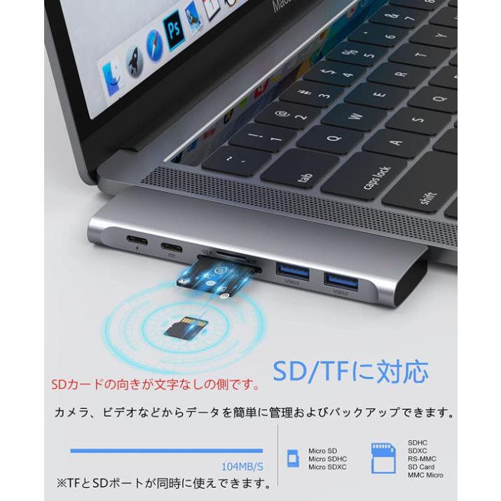 USB TypeC ハブ MacBook Air ハブ macbook ハブ mac ハブ 7in1Air専用 4K HDMI映像出力 PD急速充電 USB-Cデータ伝送 USB3.0*2 TF SDスロット｜oskarschindlershop｜08