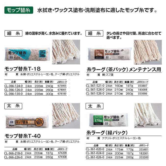 モップ替糸T-40 太糸 187g テラモト CL-366-218-0 業務用 お掃除 清掃 