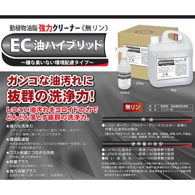 エコソフィ 油脂専用強力洗剤 動植物油脂強力クリーナー EC油ハイブリッド アルカリ性 20kg 4kg 500mlスプレー |  | 01