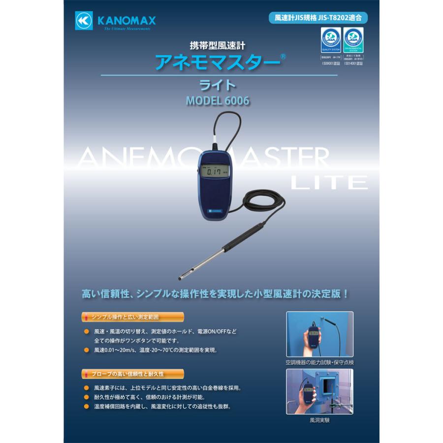 日本カノマックス 空気環境測定器 アネモマスターライト風速計 6006-D0