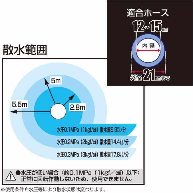 スプリンクラー タカギ トリプルアームスプリンクラー G199 散水範囲2m〜11m ガーデン 庭 ホース 散水 散水用品 | タカギ | 01