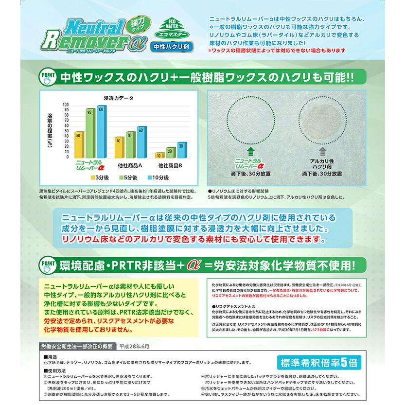 ペンギンワックス ハク離剤 中性ハクリ剤 業務用 ニュートラルリムーバー アルファ α 18L 中性ワックスの剥離 |  | 02