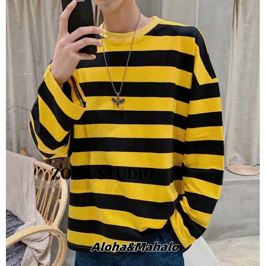 ロングTシャツ 秋服 メンズ ボーダーTシャツ オーバーサイズ ロングTシャツ 秋服 メンズ ボーダーTシャツ オーバーサイズ