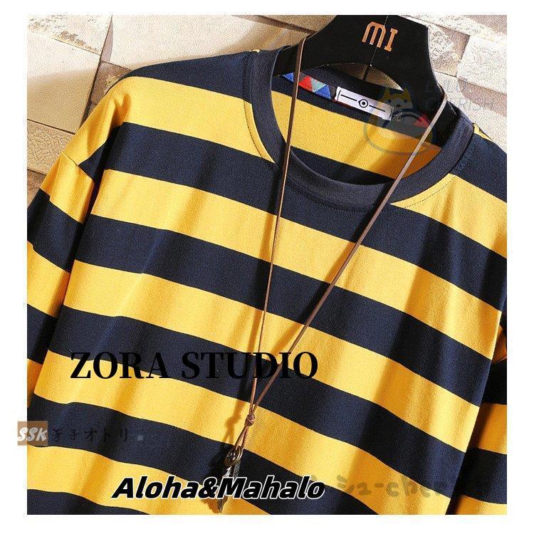 ロングTシャツ 秋服 メンズ ボーダーTシャツ オーバーサイズ ロングTシャツ 秋服 メンズ ボーダーTシャツ オーバーサイズ