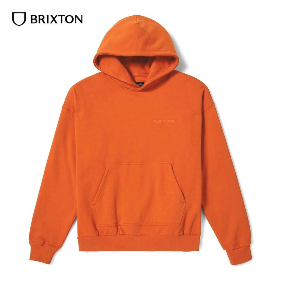 BRIXTON ブリクストン EMBROIDERED HEAVY WEIGHT OVERSIZED HOODIE パーカー メンズ ヘビーウェイト 厚手 ブランド 大きい おしゃれ 裏起毛 オレンジ | BRIXTON