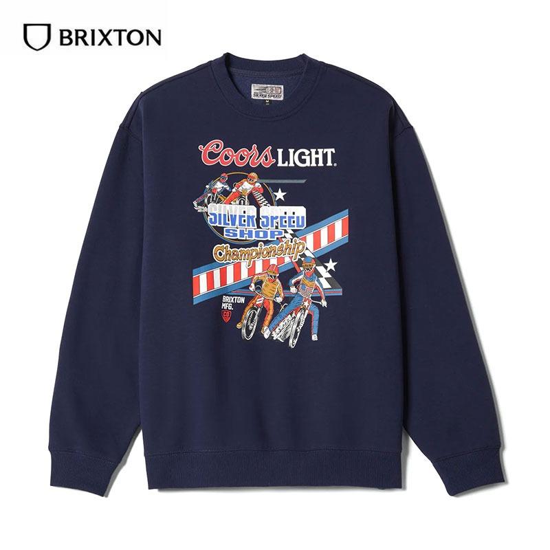 Brixton × Coors COORS LIGHT BERM CREW ストリート スウェット ネイビー トレーナー ブランド メンズ アメカジ 紺 スウェット 裏起毛 長袖 ビール クアーズ | BRIXTON
