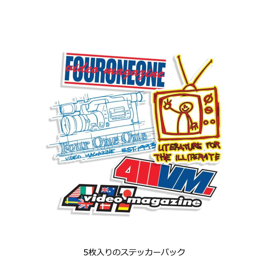 411VM フォー・ワン・ワン・ビデオマガジン Assorted Sticker 5 Pack スケボー ブランド ステッカー スケートボード セット ストリート アメリカ PC US ロゴ
