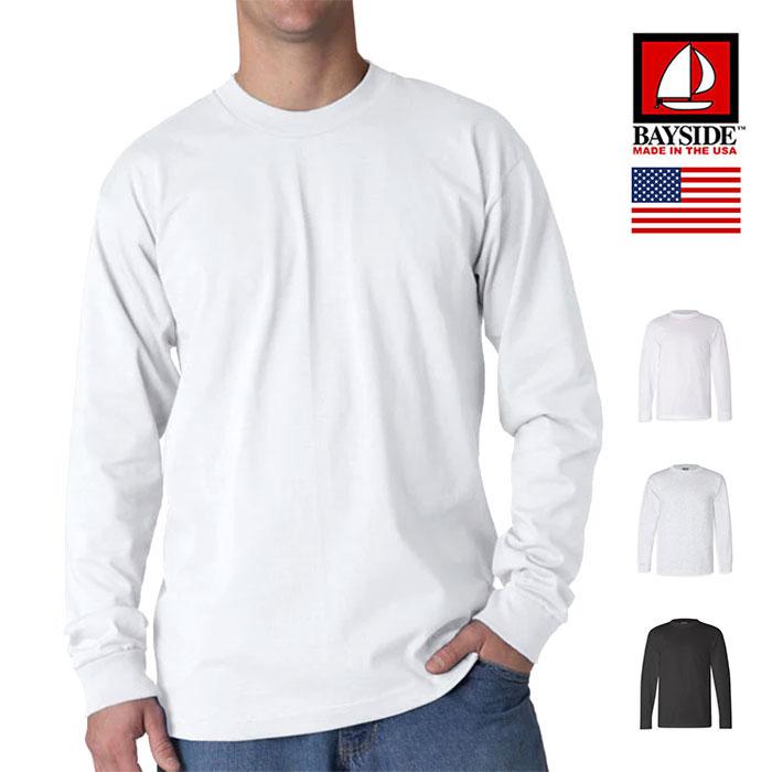 BAYSIDE (ベイサイド) MADE IN USA HEAVYWEIGHT 6.1 OZ. UNISEX LONG SLEEVE CREW 長袖Tシャツ ロンT メンズ ブランド リブ 無地 厚手 ヘビーウェイト アメリカ | BAY SIDE
