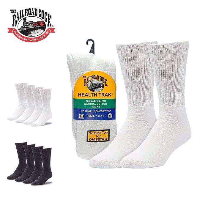 THE RAILROAD SOCK レイルロードソック 2 Pair Therapeutic Socks ソックス 靴下 メンズ ゆったり ゆるい ゴム 無地 むくみ 糖尿病 敏感肌 白 黒 綿 | Railroad Sock