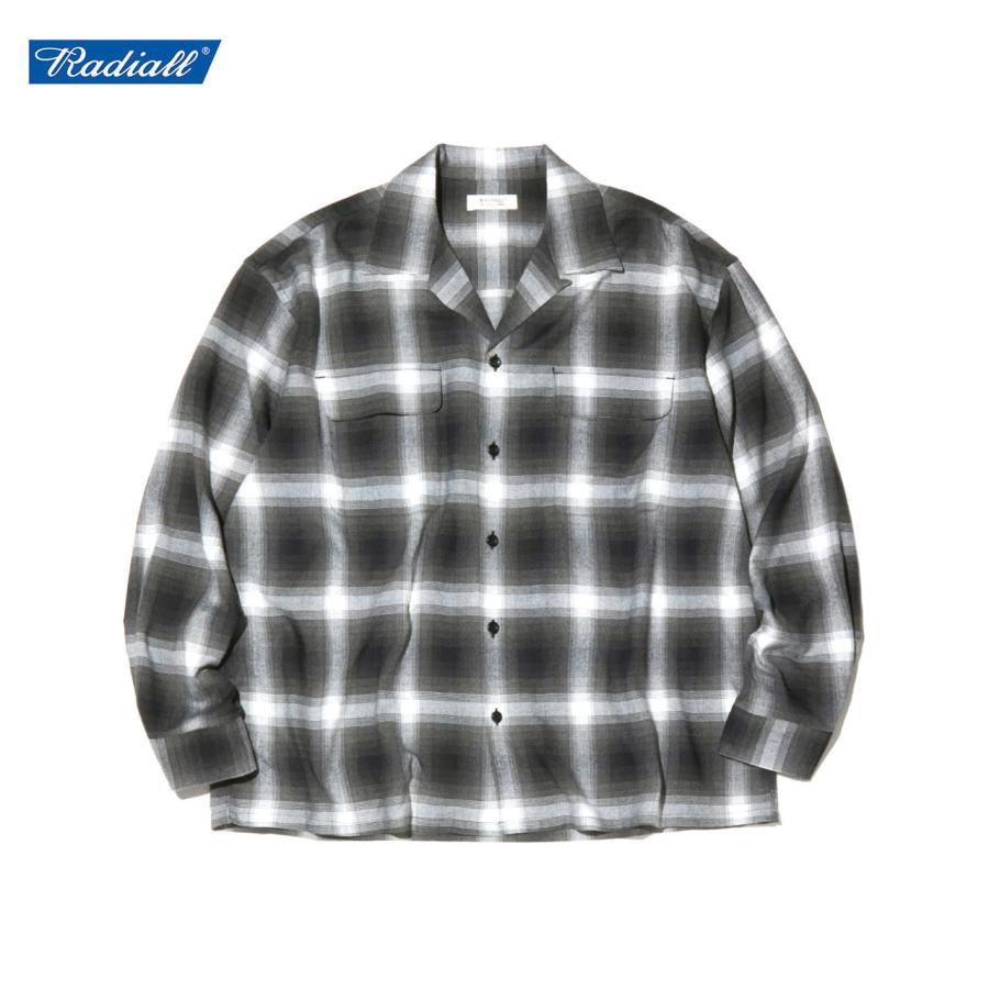 radiall レーヨンオンブレオープンカラーシャツ チェック オープンカラーレーヨンシャツ オンブレ チェック柄 L RADIALL 21AW