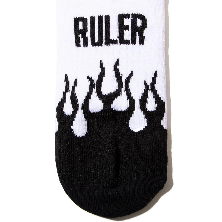 ルーラー 靴下 ハイソックス メンズ ライン 膝下 白 プレゼント RULER BLACK FIRE HIGH SOX｜oss｜06