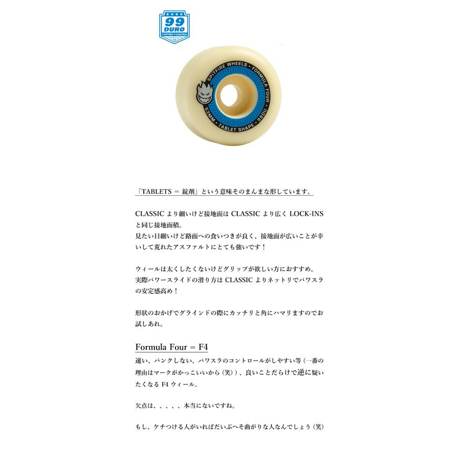 SPITFIRE WHEELS SPITFIRE スピットファイヤー FORMULA FOUR TABLETS