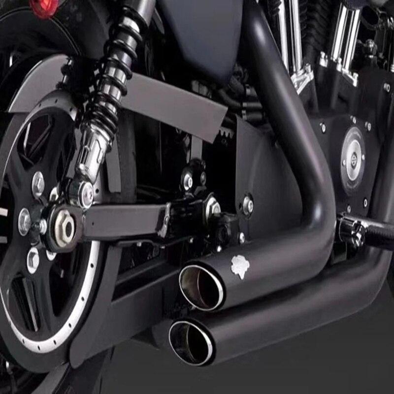 Black Chrome Motorcycle VH Dual Exhaust System Muffler Exhaust Pipe