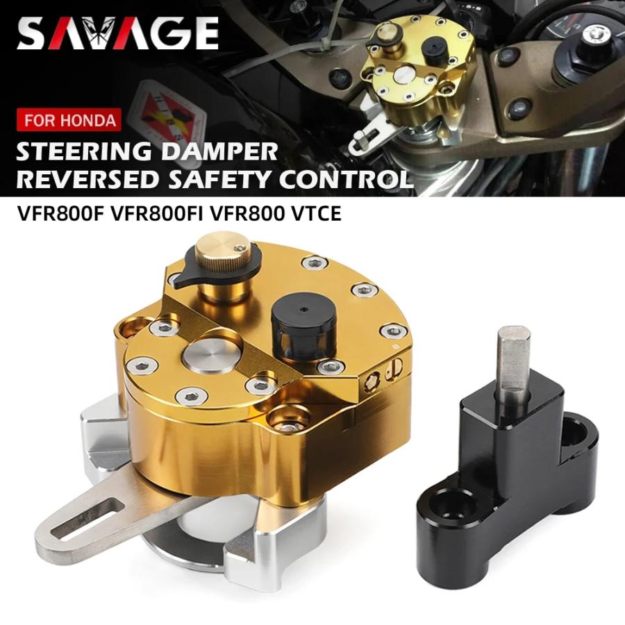 サベージ Steering ダンパー Stabilizer ホンダ VFR800F VFR800Fi VFR800 VTEC バイク 調整可