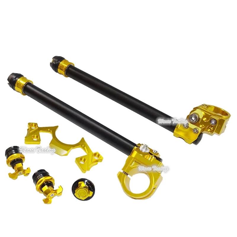 調整可 ハンドル バーs Cリップ On エンド フォーク アジャスター Yoke Nut ガード パッド セット カワサキ ニンジャ 250