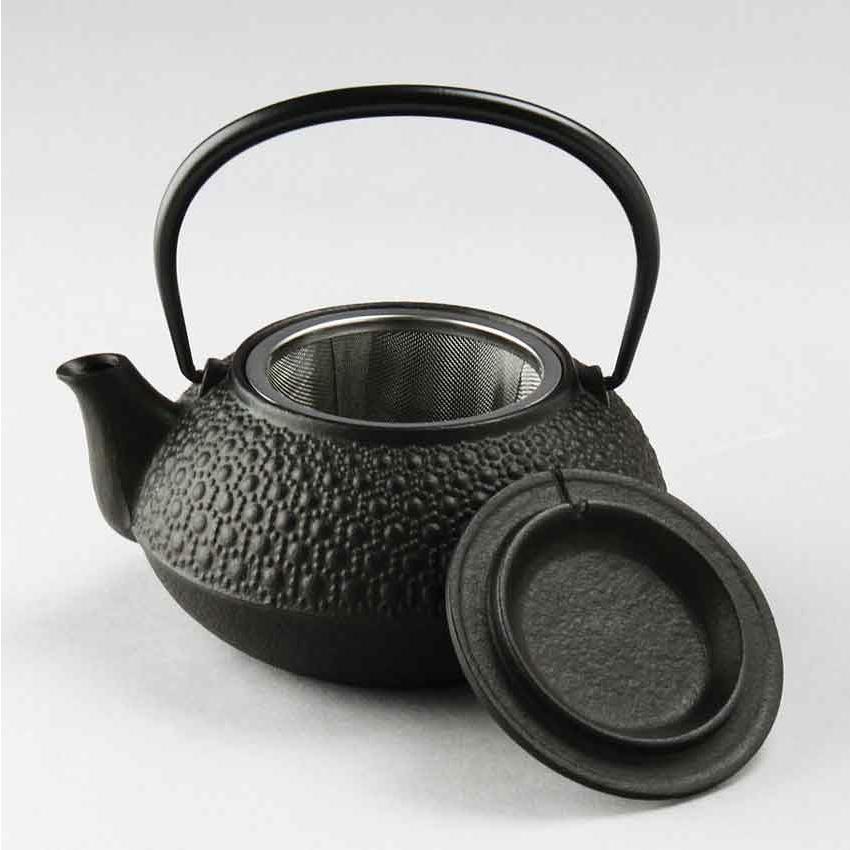南部鉄器 岩鋳製 鉄瓶兼用急須 5型新亀甲（黒焼付） : ティー