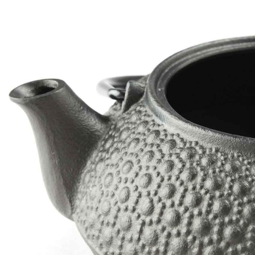 南部鉄器 岩鋳製 鉄瓶兼用急須 5型新亀甲（黒焼付） : ティーセット