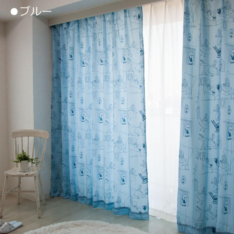 Disney 不思議の国のアリスカーテン　遮光2級　100×200㎝　2枚組 Disney ディズニー 遮熱 カーテン ふしぎの国のアリス 2枚組 幅