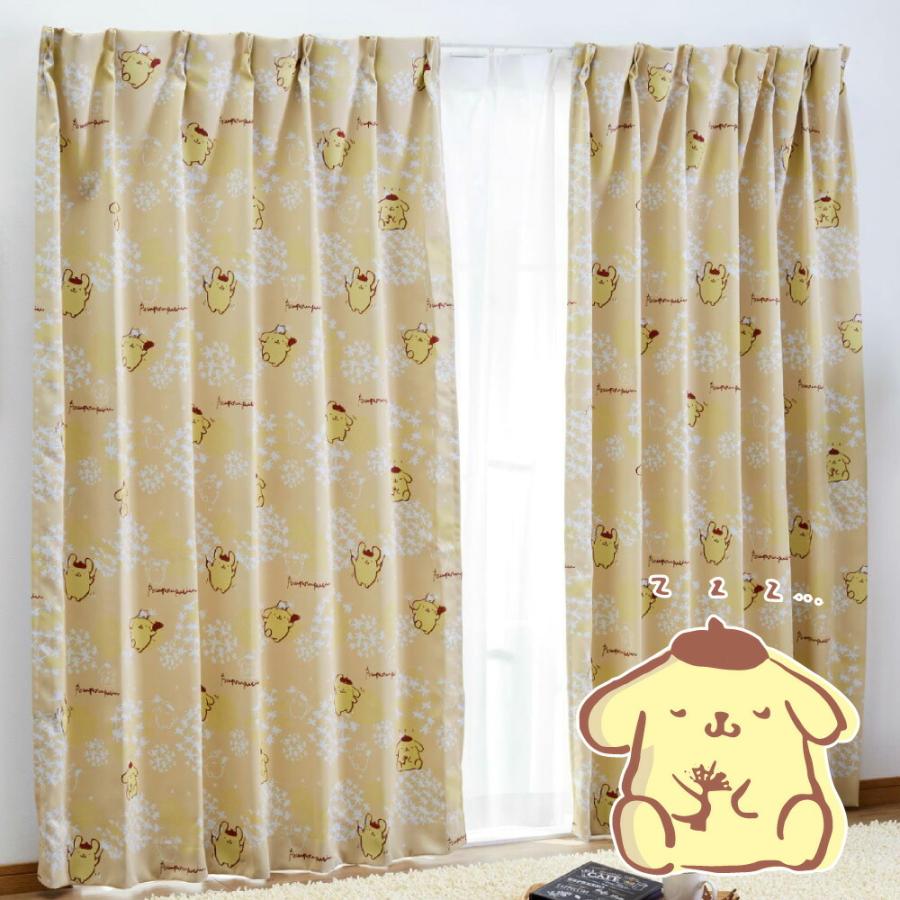 ポムポムプリン　遮熱カーテン　2枚組　100×200　　サンリオ　日本製　未使用 sanrio ポムポムプリン 1級遮光・遮熱 カーテン 2枚セット